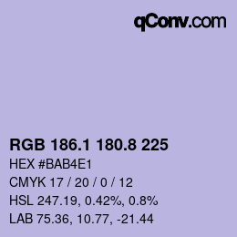 Color code: RGB 186.1 180.8 225 | qconv.com
