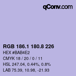 Código de color: RGB 186.1 180.8 226 | qconv.com
