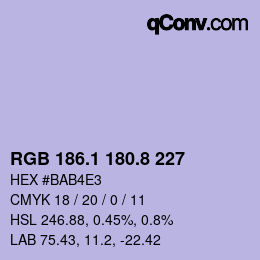 Color code: RGB 186.1 180.8 227 | qconv.com