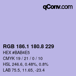 Color code: RGB 186.1 180.8 229 | qconv.com