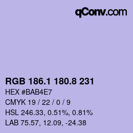 Farbcode: RGB 186.1 180.8 231 | qconv.com