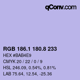 カラーコード: RGB 186.1 180.8 233 | qconv.com