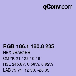 Color code: RGB 186.1 180.8 235 | qconv.com