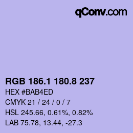 Color code: RGB 186.1 180.8 237 | qconv.com