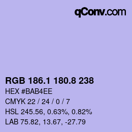 Color code: RGB 186.1 180.8 238 | qconv.com