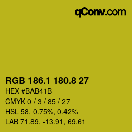 カラーコード: RGB 186.1 180.8 27 | qconv.com