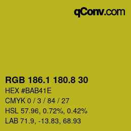カラーコード: RGB 186.1 180.8 30 | qconv.com