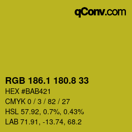 カラーコード: RGB 186.1 180.8 33 | qconv.com