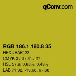 カラーコード: RGB 186.1 180.8 35 | qconv.com