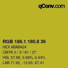 カラーコード: RGB 186.1 180.8 36 | qconv.com