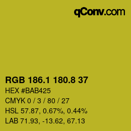 カラーコード: RGB 186.1 180.8 37 | qconv.com
