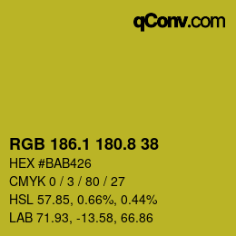カラーコード: RGB 186.1 180.8 38 | qconv.com
