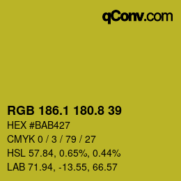 カラーコード: RGB 186.1 180.8 39 | qconv.com