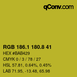 カラーコード: RGB 186.1 180.8 41 | qconv.com