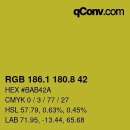 カラーコード: RGB 186.1 180.8 42 | qconv.com