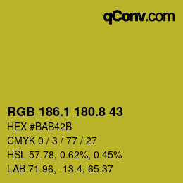 カラーコード: RGB 186.1 180.8 43 | qconv.com
