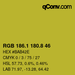 カラーコード: RGB 186.1 180.8 46 | qconv.com