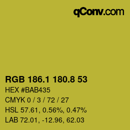 カラーコード: RGB 186.1 180.8 53 | qconv.com