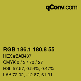 カラーコード: RGB 186.1 180.8 55 | qconv.com