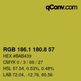 カラーコード: RGB 186.1 180.8 57 | qconv.com