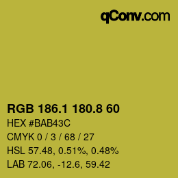 カラーコード: RGB 186.1 180.8 60 | qconv.com