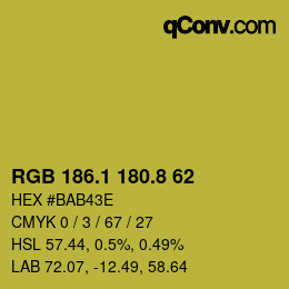 カラーコード: RGB 186.1 180.8 62 | qconv.com