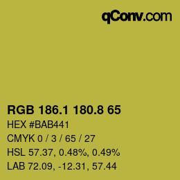 カラーコード: RGB 186.1 180.8 65 | qconv.com