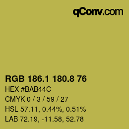 カラーコード: RGB 186.1 180.8 76 | qconv.com