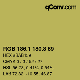 カラーコード: RGB 186.1 180.8 89 | qconv.com