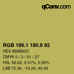 カラーコード: RGB 186.1 180.8 92 | qconv.com