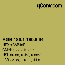 Color code: RGB 186.1 180.8 94 | qconv.com