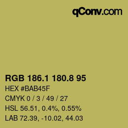 カラーコード: RGB 186.1 180.8 95 | qconv.com