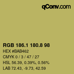 Color code: RGB 186.1 180.8 98 | qconv.com