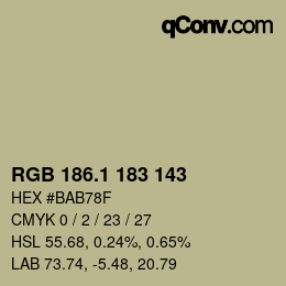 カラーコード: RGB 186.1 183 143 | qconv.com