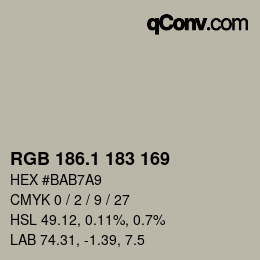 カラーコード: RGB 186.1 183 169 | qconv.com