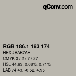 Color code: RGB 186.1 183 174 | qconv.com