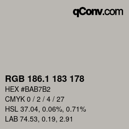 Color code: RGB 186.1 183 178 | qconv.com