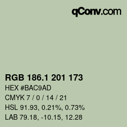 Color code: RGB 186.1 201 173 | qconv.com