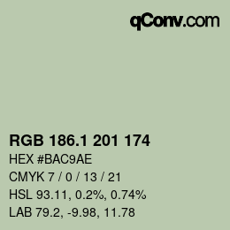 カラーコード: RGB 186.1 201 174 | qconv.com