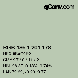 Color code: RGB 186.1 201 178 | qconv.com