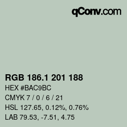 カラーコード: RGB 186.1 201 188 | qconv.com