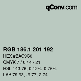 カラーコード: RGB 186.1 201 192 | qconv.com