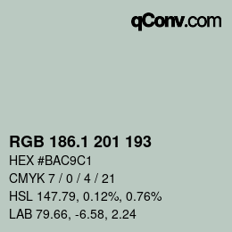 Color code: RGB 186.1 201 193 | qconv.com