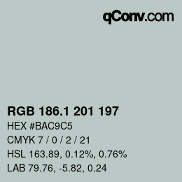 カラーコード: RGB 186.1 201 197 | qconv.com