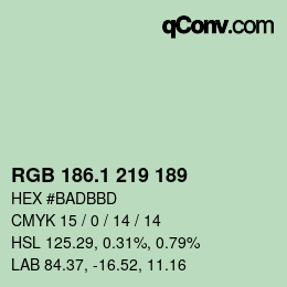 カラーコード: RGB 186.1 219 189 | qconv.com
