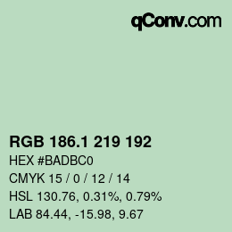 Color code: RGB 186.1 219 192 | qconv.com