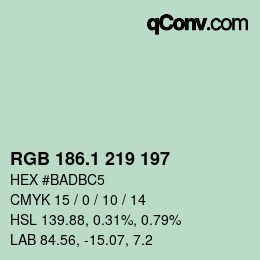 カラーコード: RGB 186.1 219 197 | qconv.com