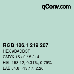 Color code: RGB 186.1 219 207 | qconv.com