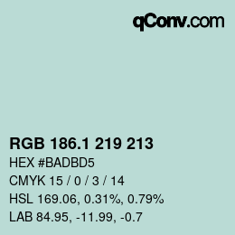 カラーコード: RGB 186.1 219 213 | qconv.com