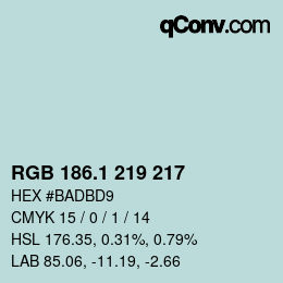 Color code: RGB 186.1 219 217 | qconv.com